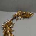 24" Artificial Gold Christmas Swag for Front Door Christmas Windows Swag with White Mistletoe Berry Gold Boxwood Leaf Mailbox Swags Garland for Xmas Home Window Mailbox Mantel Hanging Decor