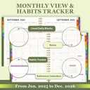 19 Months Planner, 2026 Weekly & Monthly Planner, 8.5"11" Daily Weekly Monthly Calendar Planner, June 2025-Dec 2026 Organizers with Habit Tracker for School & Office, Colored Tabs, Stickers, Pocket, Ruler Bookmark-Green