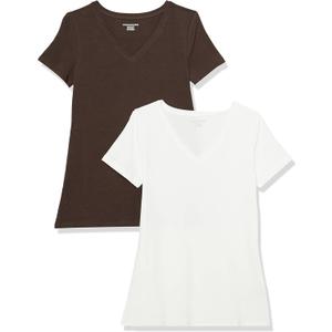 Amazon Essentials Women's Regular-Fit Short-Sleeve T-Shirt (Crewneck and V-Neck Options), Multipacks (Medium)