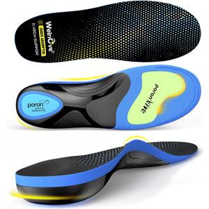 Work Boot Insoles Plantar Fasciitis - Welnove Heavy Duty Inserts for Pain Fatigue Relief, Standing All Day - High Arch Support Shoe Insoles Orthotic for Flat Feet, Achilles Tendonitis, Men Women (L) (L: W 12-13.5 / M 11-12.5, Blue)