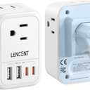 LENCENT European Travel Plug Adapter, Foldable US to Europe Plug Adapter with 4 Outlets, 4 USB (2 USB C) Charger Adapter, Type C Power Adaptor for USA to Italy Spain France Portugal Iceland Germany