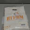 BTFBM Womens Short Sleeve Tops 2025 Summer Casual Crew Neck Oversized Sweater Color Ribbed Knit T Shirts(White,Small)