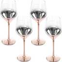 MyGift White Wine Glasses Set of 4, Ombre Rose Gold Colored Wine Glasses Stemware