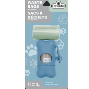Dog Waste Bags w/Dispenser 2 Rolls of 20 Bags - 40 Bags ~ Clip on Collar
