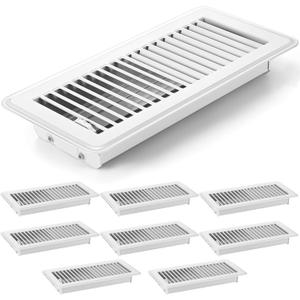 4 x 10'' Floor Vent Covers Heavy Duty Floor Register Metal Heat Vent Covers with Rust Proof Finish for Home Heater (White, 8 Pcs)