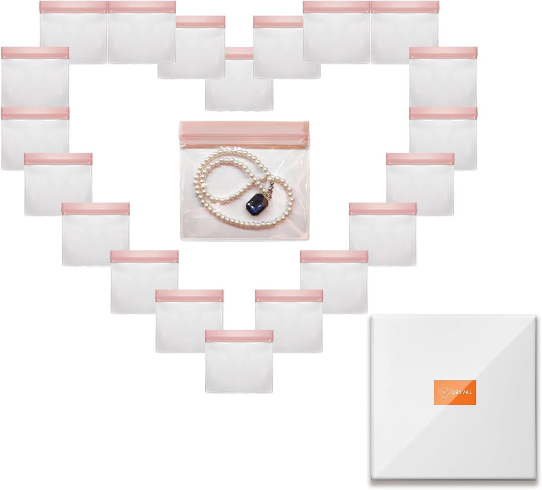 EVA Anti Tarnish Jewelry Storage Bags, Clear Plastic Jewelry Pouches Organizer for Gold Silver Ring Earing Chain Bracelet, Jelly-Like Softness, No Yellowing, No Odors, 20 PCS (XL) (XL(4.6"*4.3"))