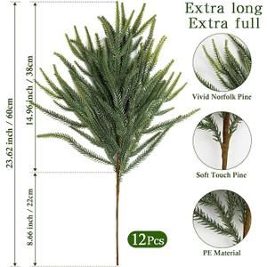 Cabilock Realistic Artificial Pine Needle Garland Long Needle Pine Greenery Decor for Mantle Table Wall Christmas Holiday Reusable Faux Evergreen Stem Decoration