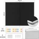 Large Cork Bulletin Board, 48 X 36 in Foldable Silver Aluminium Frame Noticeboard for Wall, 4'x 3' Large Wall Mounted Memo Notice Pin Board with 28 Push Pins for School, Home & Office (Black), 36 x 24 inches