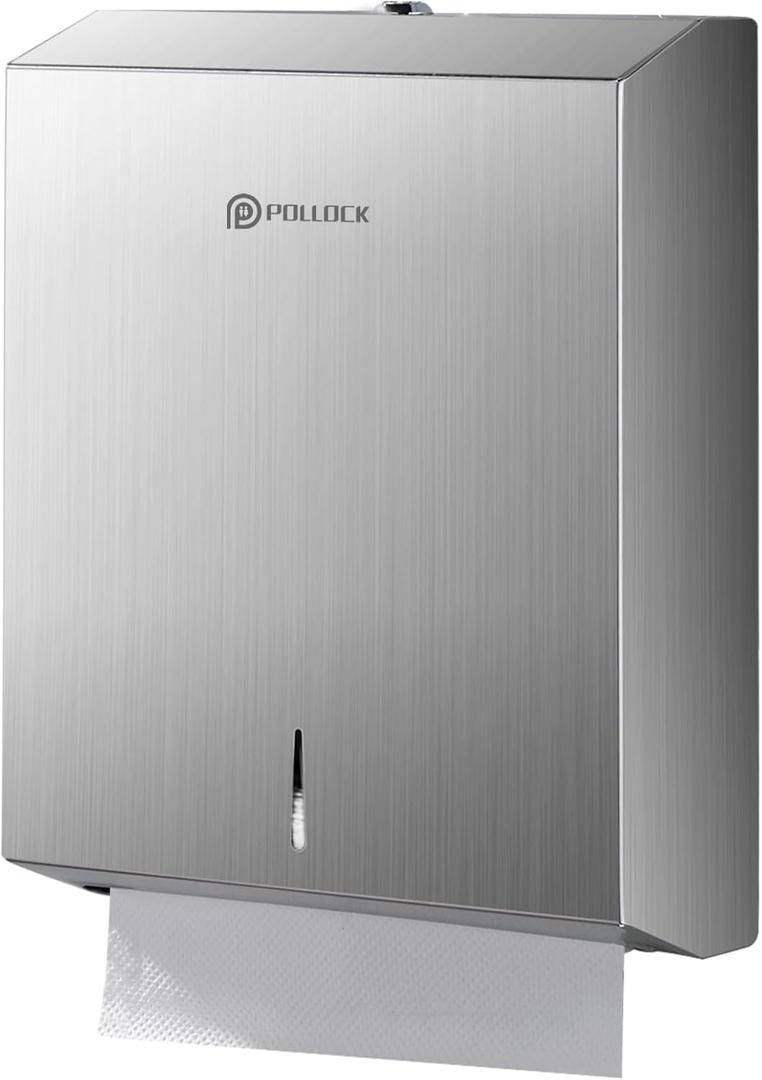 Commercial PaperTowel Holder Dispenser Wall Mount,Stainless Steel Bathroom Paper Towel Holder,Toilet Paper Napkin Holder,C Fold Multifold Trifold Paper Towel Dispenser,Hand Towel Dispenser (Blk-5821-silver)