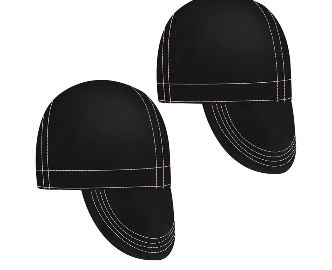 2 Pcs Welding Cap Flame Resistant Cotton Welding Hat Mesh Inside Liner for Welders Caps Black Elastic Low Crown for Welder Electrician Gas Station Matched with Most Helmet