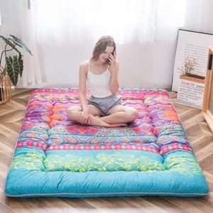 MAXYOYO Bohemian Retro Floor Mattress Boho Floral Style Japanese Futon Tatami Mat Foldable Mattress Portable Camping Sleeping Pad Lounger Couch King Size
