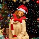 Jecery 2 Piece Red Velvet Jester Hat and Collar for Adult Christmas Costume Red and White Jester Cosplay Accessory Holiday Elf Hats for Christmas Clown Theater Xmas Halloween Party, One Size