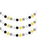 uxcell 3pcs Pom Pom Garland 6.6 ft 30 Balls Colorful Felt Ball Garland for Wall Decor Birthday Banner Easter Party Decorations, Black, White, Grey, Yellow