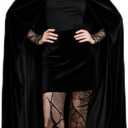 Halloween Witch Gothic Costume for Womens, 5 Pcs Witch Costume Set with Hat for Party Cosplay (Black)