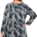 OVERWORETY Plus Size Tops for Women 3/4 Sleeve Henley V Neck Button Tunics Casual Loose Swing Shirts for Leggings (1X, Gey Paisley)