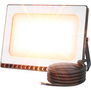 Viugreum 100W LED Flood Light Outdoor, 3000K Warm White 8000LM Super Bright Outdoor Security Light, IP67 Waterproof for Garage, Warehouse, Garden & Yard