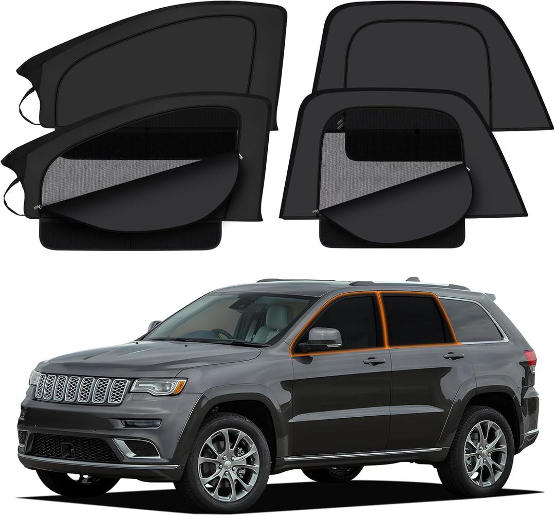 XCBYT 2014-2023 Grand Cherokee Car Window Shades | Dual Purpose Car Window Covers with Breathable Mesh | Insulate Heat 99% Sun UV Blackout | Keeps Cool Privacy Curtains for Napping Camping