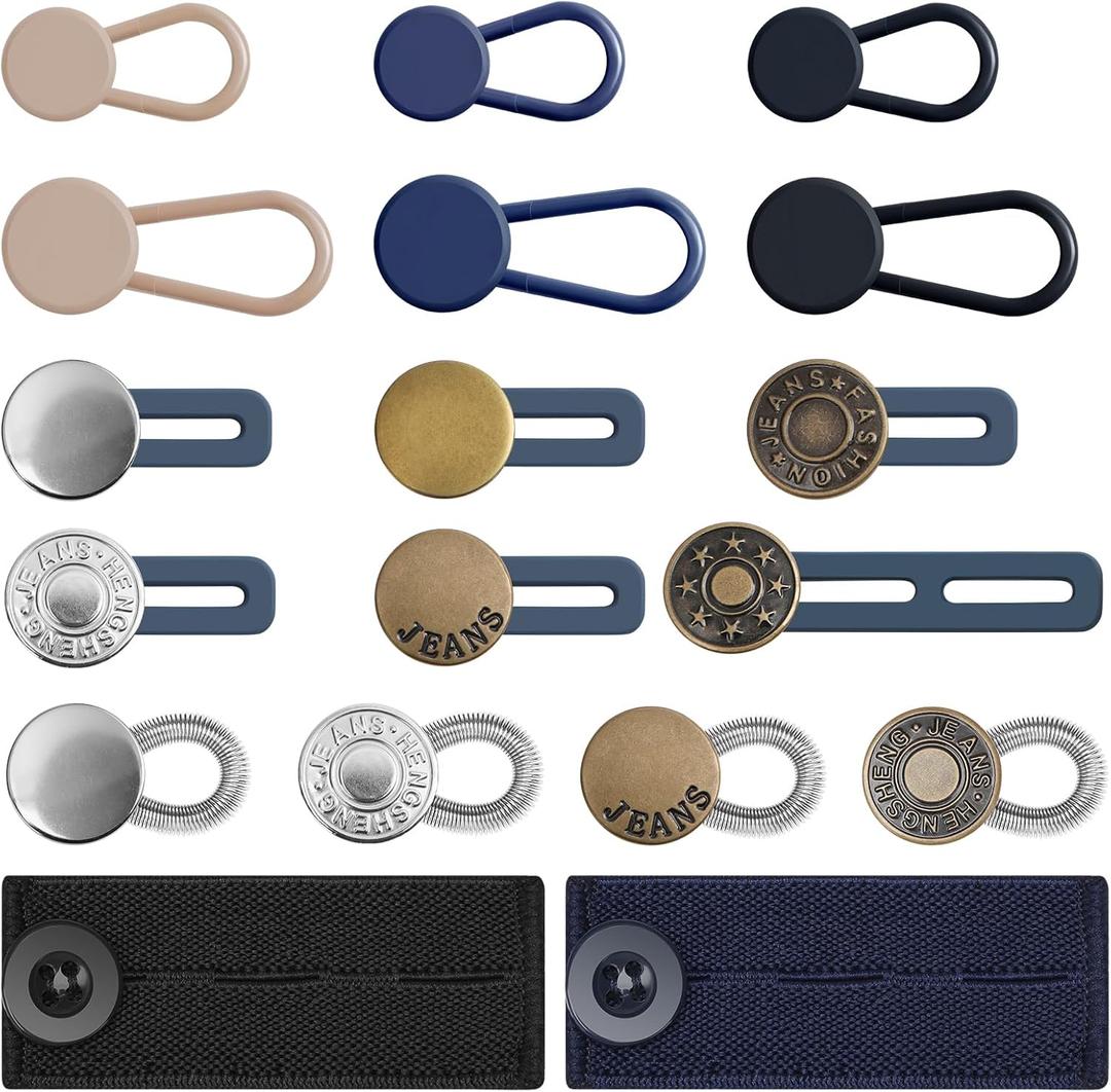 Ceryvop 18PCS Waist Button Extenders for Women & Men, Stretchy Jeans & Pants Waist Extension, 6 Sizes