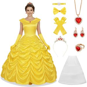Yellow Princess Women's Suit Halloween Costume Adult Party Dress-Including Accessories (X-Large)