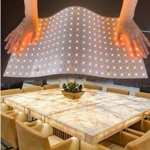 4-Pack LED Backlight Sheet 24V 36W 3000K Warm White, 19.3X9.6 inches Each Unit, Dimmable Flexible LED Panel Sheet for Backlit Translucent Stone/Marble/Onyx/Quartz Countertops Walls