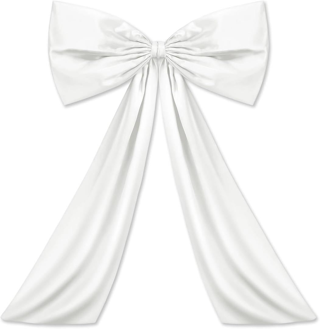 Bow Decor Large Bow for Room, Coquette Giant Ribbon Tie for Birthday Party Backdrop Wall Decor (White,24 x 36 Inches)
