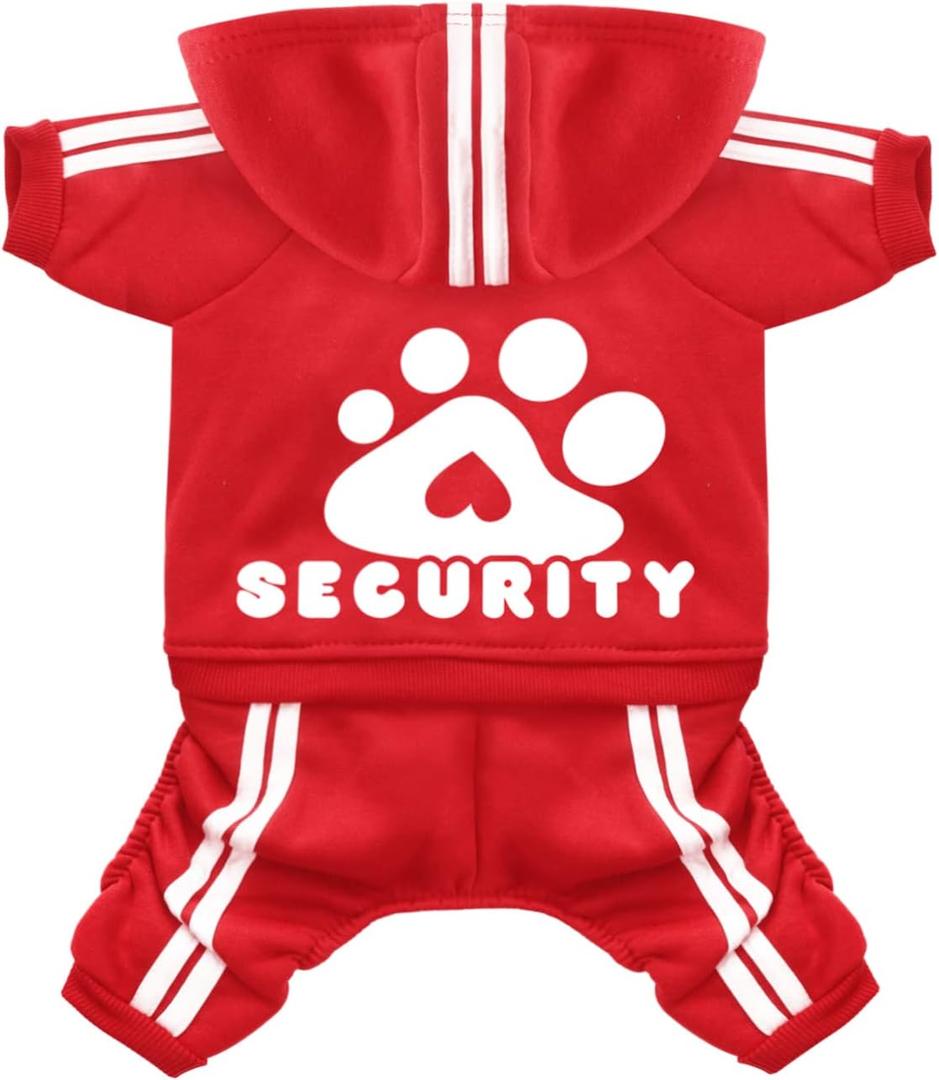 Dog Hoodie Security Clothes 4 Legs Jumpsuit Sweatshirt Hoodies Soft & Warm Dog Outfit Pullover Dog Winter Clothes Sweater for Small Medium Large Dogs Cats (Red, X-Small)