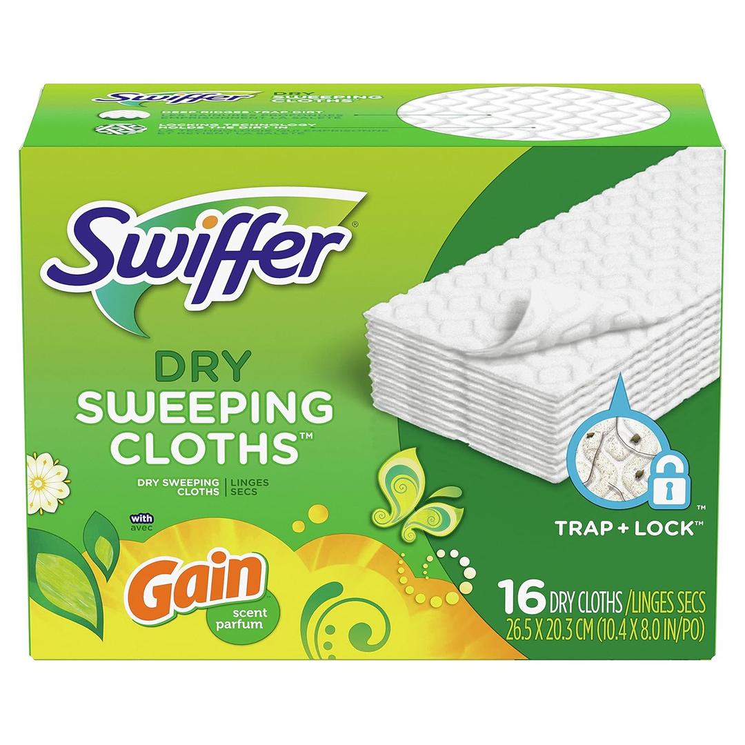 Swiffer Sweeper Dry Sweeping Pad Multi Surface Refills for Dusters Floor Mop, Gain, 16 Count