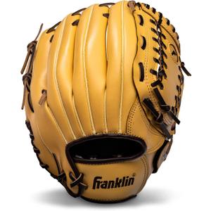 Franklin Sports Baseball and Softball Glove - Fieldmaster Adult + Youth Baseball Gloves - Men's + Women's Infield + Outfield Mitt (Camel)