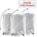 32x42 Inch Extra Large Clear Drawstring Plastic Bags 3 Pack(4 Mils), Dustproof Moistureproof Reusable Big Giant Luggage Storage Bag for Suitcase Garage Organizer, Blanket, Plush Toys