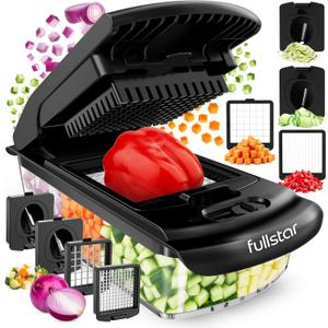 Fullstar The Original Pro Chopper - Vegetable Chopper and Spiralizer, Food Chopper with Container, Fruit Slicer, Kitchen Gadgets & Gifts, Home Essentials (4 in 1, Black)