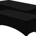 Utopia Kitchen Spandex Tablecloth 2 Pack [8FT, Black] Tight, Fitted, Washable and Wrinkle Resistant Stretch Table Cloth Rectangle Cover for Trade Show, Weddings & Parties [96Lx30Wx30H Inch]