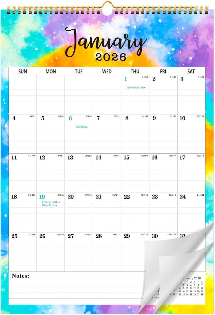 3 x 2026-2027 Wall Calendar, 18-Month Large Hanging Wall Calendar 2026-2027, Jan. 2026 - Jun. 2027, 12" x 17" Large Calendar 2026 with Twin-Wire Planner for Home & Office Organization, with Stickers