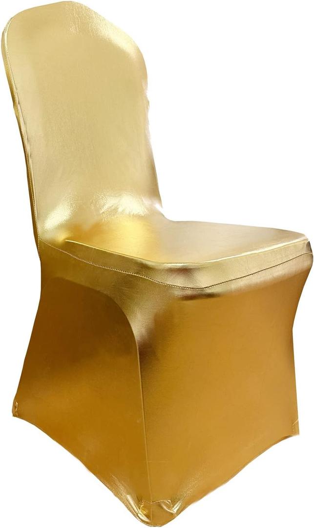 Stretch Chair Cover Chair Slipcover Chair Decoration for Wedding Banquet Party (Shiny Gold)