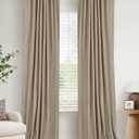 Faux Linen Total Blackout Curtains for Bedroom 84 Inches Long, Plaza Taupe, Size: 50"W x 84"L (Pack of 2)