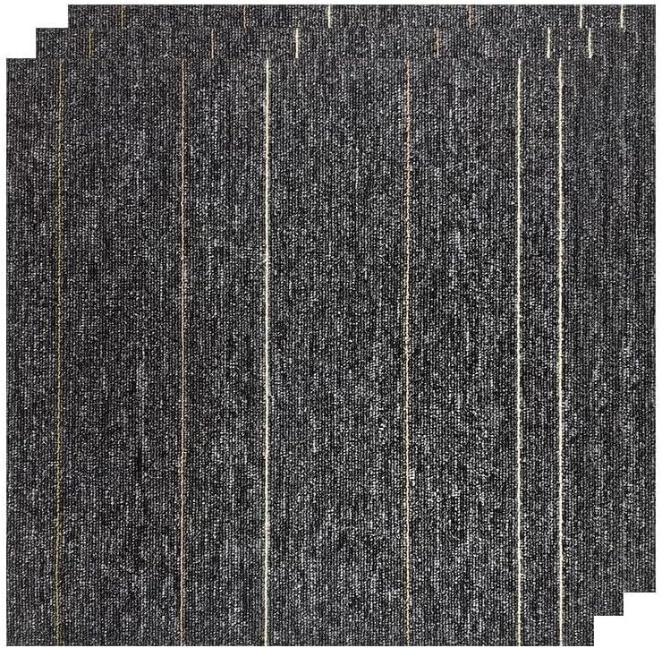32 Pieces of Carpet 20x20 inch Square Carpet Tiles, Reusable, Non Slip, Seamless Tiles, Suitable for Indoor and Outdoor use in bedrooms, Living Rooms, Offices, etc., Easy to DIY（Dark Gray stripe-06）