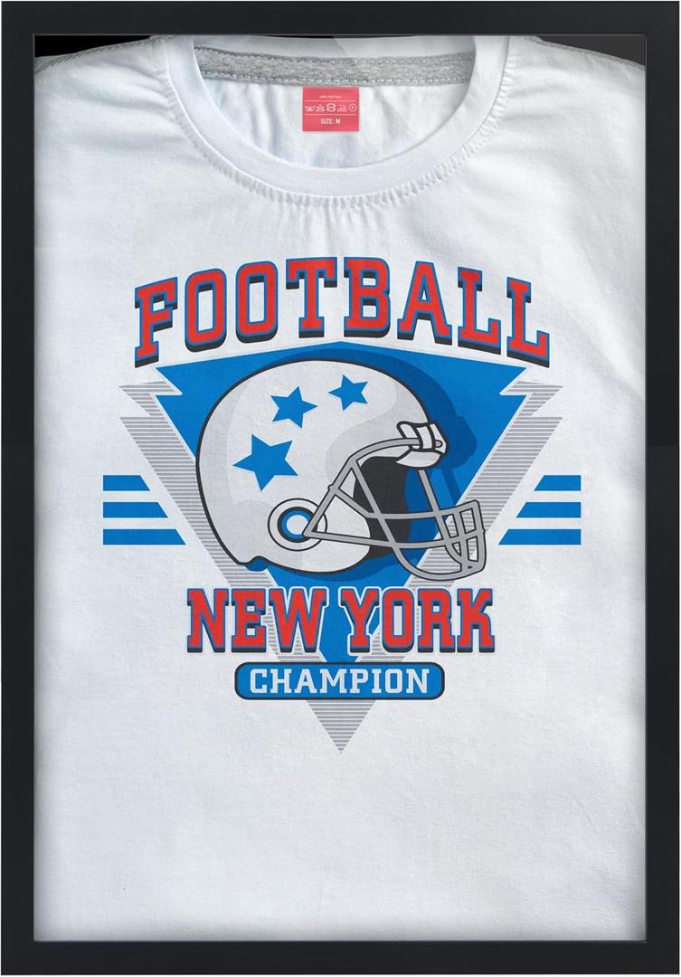 Americanflat T-Shirt Frame - 13.5x20 Frame with Shatter-Resistant Glass and Folding Insert - All-Star Collection - Black Tshirt Frames for Wall Display - Ideal for Sports Memorabilia or Graphic Tees