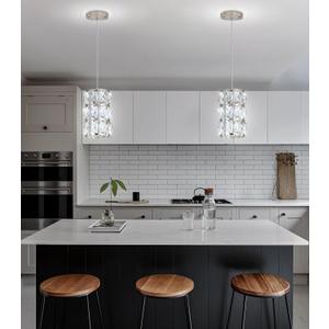 1-Light Modern Crystal Pendant Lights for Kitchen Island LED Dimmable Glam Pendant Lighting Chandelier for Dining Room Hallway Corner Lamp Nickel