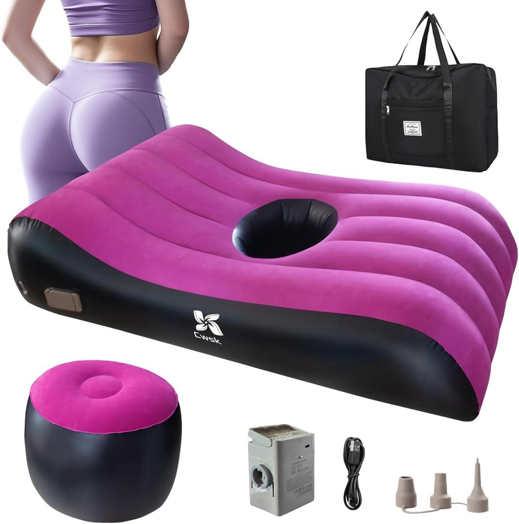 BBL Bed After Surgery for Sleeping with Hole - Brazilian Butt Lift Post-Operation Inflatable Mattress, Thick Flocking and Built-in Electric Pump, Waterproof Medical Sleep Material with Carrying Bag