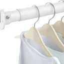 Closet Rods for Hanging Clothes, 17 to 28 Inch Heavy Duty Stepless Adjustable Closet Hanging Rod, 1.3 Inch Diameter Metal Closet Rod for Wardrobes Laundry Bedroom RV, White