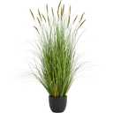 KOL 4ft Artificial Cattail Reed Grass, 47.2in Fake Onion Grass Plant, Green