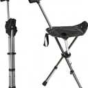 FATTCHIAR Cane with Seat, Cane Chair Capacity 330lbs, Adjustable Height Folding Lightweight Walking Stick with Seats, Portable Stool for Adults Seniors Hiking Camping