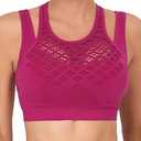 RUNNING GIRL Sports Bras for Women High Support,Seamless Ribbed Longline High Neck Sports Bra Racerback Padded Crop Top Yoga (Medium)
