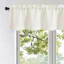 OWENIE Bob 1 PCS Ivory Valances for Windows, Faux Linen Textured Kitchen Window Curtains Valance for Bedroom Living Room, Modern Soft Airy Solid Rod Pocket Bathroom Cafe Curtains, 60Wx14L Inch