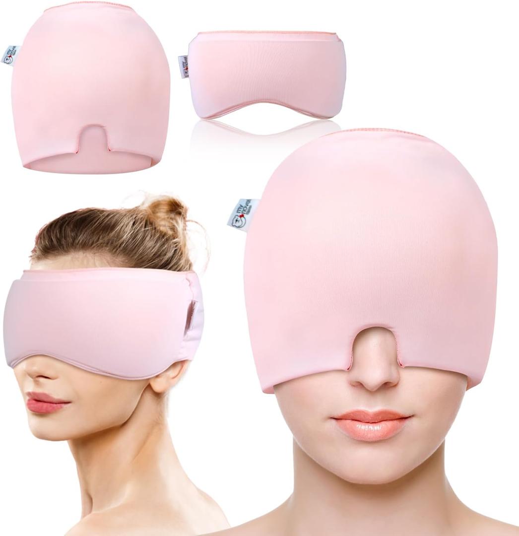 my novel things Migraine Relief Cap, Gel Cooling Eye Mask, Cooling Gel Relief 2 Pack Set, Hot/Cold Therapy, Cold Compress for Head, Headache Eyes Mask for Sinus, Puffy Eyes, Tension and Stress Relief