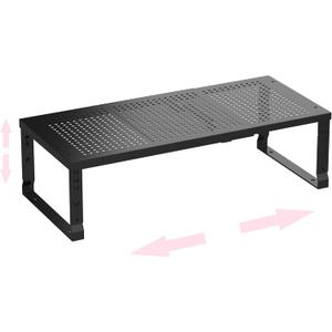 Metal Stackable Expandable Storage Shelf - Multi-Functional Home Storage Shelf, Suitable for Kitchen, Cabinet Bathroom, Office, Garage, etc.1PACK/Black/Medium
