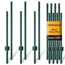 FOREHOGAR Metal Fence Post Green Splicing 6 feet, Pack of 8, T Posts for Fences Wire Mesh, No Dig Steel Stakes Fencing for Garden Yard Farm Outdoor Light Duty