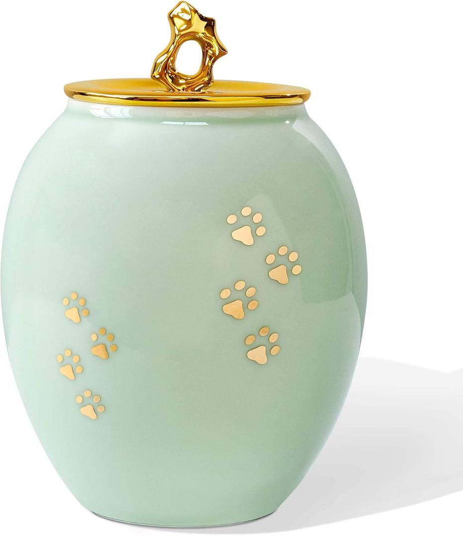 Medium Pet Urns for Dogs Ashes, Ceramics Pet Urn for Dog Cat Ashes (Paw Prints)