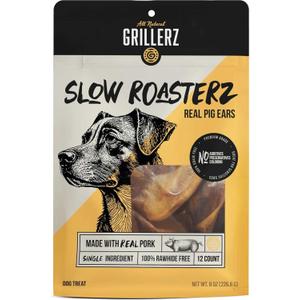 3 x Scott Pet Grillerz Pig Ears for Dogs, 12 Count, Natural Dog Chews, Single Ingredient, High Protein, Easy to Digest, Supports Healthy Teeth, for All Life Stages