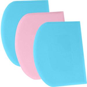 SURDOCA Dough Bench Scraper - 3P 7.1x4.9" Plastic Flexible Bowl Scraper, Sharp Edge & Angles Cake Scraper. Non-Slip Bakeware Decorating Tools Sculpting & Modeling Tools - Blue+Pink+Blue