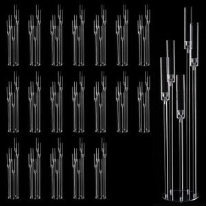 20pcs 5 Arm Candelabra Acrylic Floor Candelabra for Wedding,45.7inch Tall Clear Candle Holders for Ceremony Birthday Party Home Decoration Fit 0.8 LED Candles